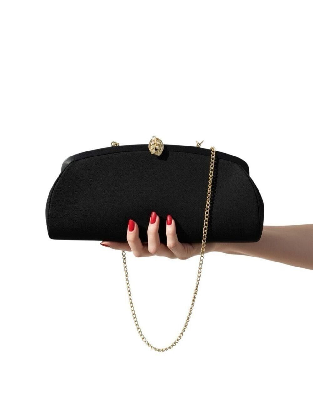 Vintage 1950s–60s Admiral Black Faille Evening Clutch – Rhinestone Leaf Clasp